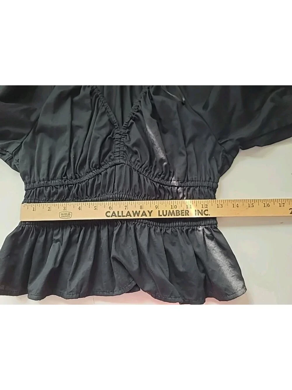 Old Navy‎ Top S Black Puff Sleeve Baby Doll Peplum Elastic Waist Y2K Style